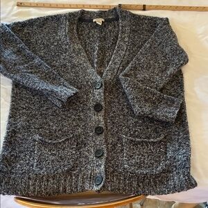 Forever 21 Charcoal Button-Up Cardigan With Pockets and Nice Big Black Buttons